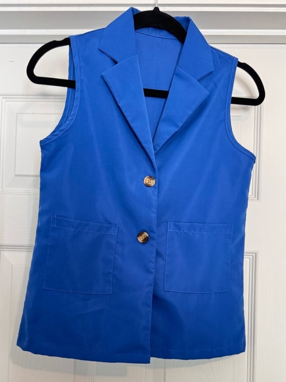 SHEIN Royal Blue Sleeveless Notched Vest